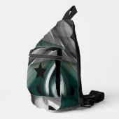 Sling Bag Trend Abstract Art Zwart Wit Groen (Rechterhoek)