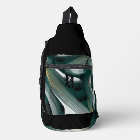 Sling Bag Trend Abstract Art Zwart Wit Groen (Voorkant)