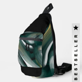 Sling Bag Trend Abstract Art Zwart Wit Groen