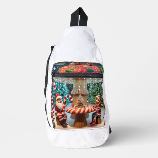 Sling Rugzak: Kerstmis Paddenstoel Ontwerp Bag (Voorkant)