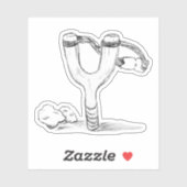 Sling Shot en Rocks Schets Sticker (Vel)
