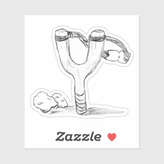 Sling Shot en Rocks Schets Sticker (Vel)