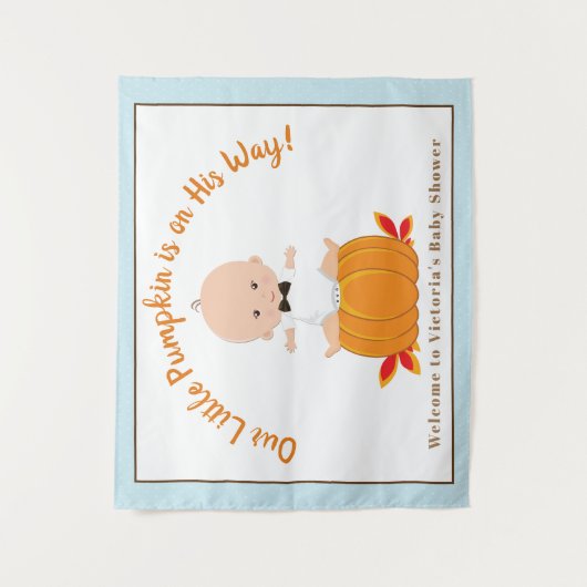 Slinger Achtergrond Jongen Kleine Pompoen Baby Sho Wandkleed (Voorkant)