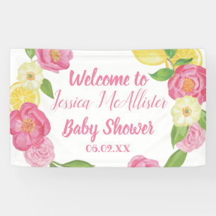 Slinger Meisje  Roze Rozen Gele Citroen Baby Showe Spandoek
