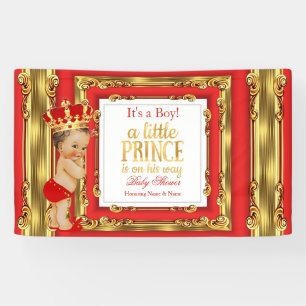 Slinger Prins Baby Shower Koninklijk Rood Goud Bru Spandoek