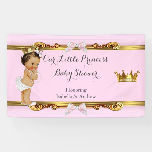 Slinger Prinses Baby Borrel Roze Wit Goud Spandoek (Horizontaal)