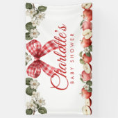 Slinger voor appel baby shower met geruite strik spandoek (Verticaal)