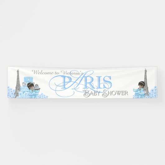 Slinger voor jongens Paris baby shower Spandoek (Horizontaal)