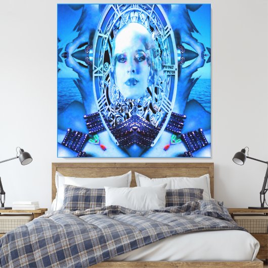 Slingerblauw Canvas Afdruk (Insitu (Slaapkamer))