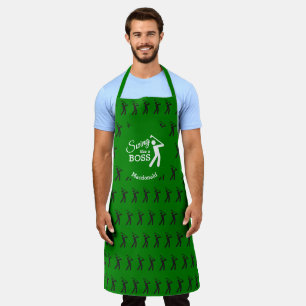 SLINGEREN ALS EEN BAAS Groen GEPERSONALISEERD Go Schort