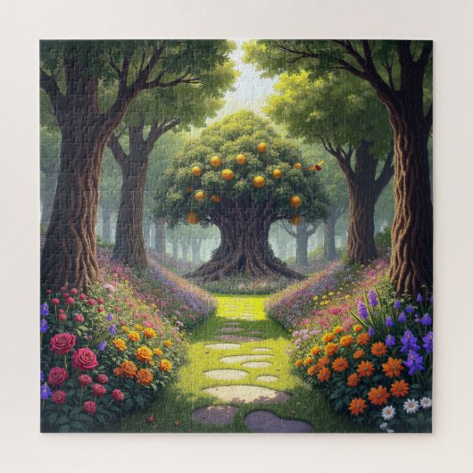 Slingerend Pad door Bloemenweide naar Sinaasappelb Legpuzzel (Verticaal)