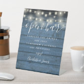 Slingerende lichten Blauwe Rustieke Houten Script Reclamebord Met Voetstuk (Insitu)