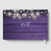 Slingerende lichten bloem rustiek paars hout bruil gastenboek (Achterkant)