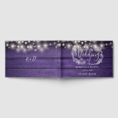 Slingerende lichten bloem rustiek paars hout bruil gastenboek (Volledig)