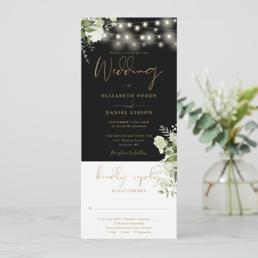 Slingerende lichten Bloem zwart goud alles-in-één  Kaart (Staand voorkant)