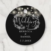 Slingerende lichten bloem zwart wit bruiloft bedankjes labels (Achterkant)