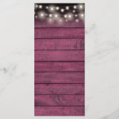 Slingerende lichten bloemrijke roestige rode houte menu (Achterkant)