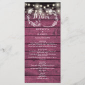 Slingerende lichten bloemrijke roestige rode houte menu (Voorkant)