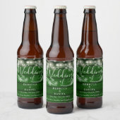 Slingerende lichten bloemrijke rustieke smaragdgro bier etiket (Flessen)