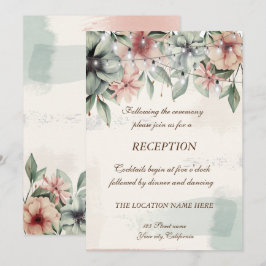 Slingerende lichten,Borstelstreek,Bloemen Bruiloft Kaart