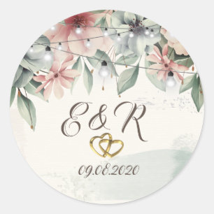 Slingerende lichten,Borstelstreek,Bloemhartjes Bru Ronde Sticker
