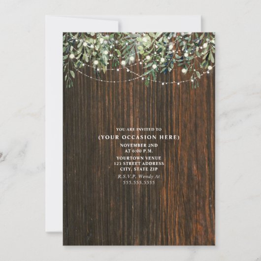 Slingerende lichten botanisch rustiek hout algemee kaart (Voorkant)