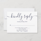 Slingerende lichten Navy Blauwe Script Maaltijdkeu RSVP Kaartje (Voorkant)