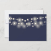 Slingerende lichten Navy Blauwe Script Maaltijdkeu RSVP Kaartje (Achterkant)