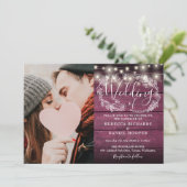 Slingerende lichten Rood Rustieke Trouwfoto Alles Kaart (Staand voorkant)