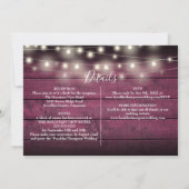 Slingerende lichten Rood Rustieke Trouwfoto Alles Kaart (Achterkant)