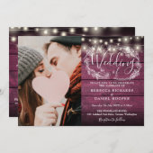 Slingerende lichten Rood Rustieke Trouwfoto Alles Kaart (Voorkant / Achterkant)