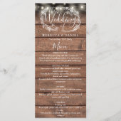 Slingerende lichten Rustic hout Bloemachtige Trouw Menu (Voorkant)