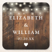 Slingerende lichten Rustieke hout Boho Schuur Brui Kartonnen Onderzetters (Voorkant)