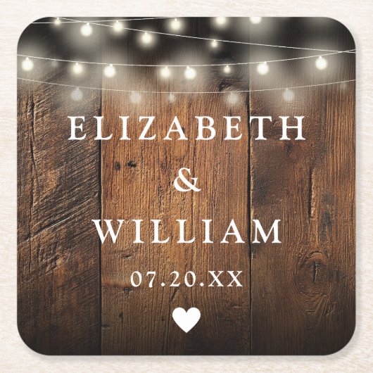 Slingerende lichten Rustieke hout Boho Schuur Brui Kartonnen Onderzetters (Voorkant)