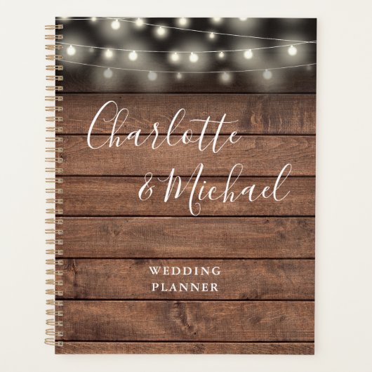 Slingerende lichten Rustieke houten handtekening s Planner (Voorkant)