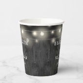 Slingerende lichten Rustieke Zwarte Houten Boho Sc Papieren Bekers (Links)