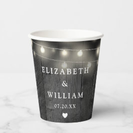 Slingerende lichten Rustieke Zwarte Houten Boho Sc Papieren Bekers