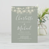 Slingerende lichten Salie Groen Elegante Script Br Kaart (Staand voorkant)