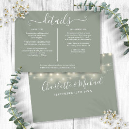 Slingerende lichten Salie groene huwelijksdetails  Kaart