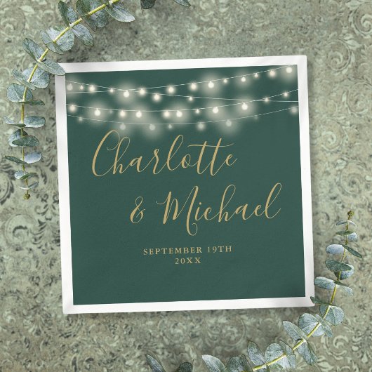 Slingerende lichten Signature Goud Schrift Groen H Servet