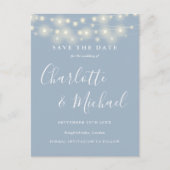 Slingerende lichten Stof blauw bruiloft Save the D Briefkaart (Voorkant)