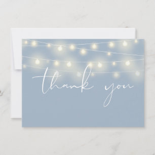 Slingerende lichten stoffig blauw schrift kalligra bedankkaart