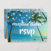 Slingerende lichten Tropisch strand receptie diner Uitnodiging Briefkaart (Voorkant / Achterkant)