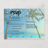 Slingerende lichten Tropisch strand receptie diner Uitnodiging Briefkaart (Achterkant)