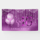 Slingerende Lichtjes & Ballonnen Sweet 16 Orchidee Spandoek (Horizontaal)