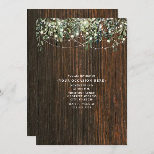 Slingerende Lichtjes Botanisch Rustiek Hout Algeme Kaart (Voorkant / Achterkant)