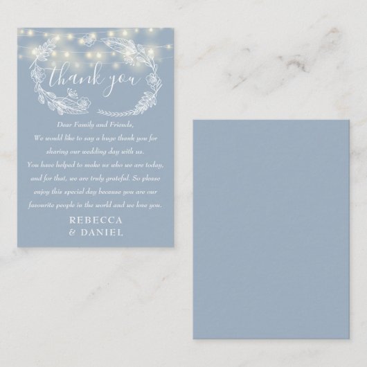 Slingerende Lichtjes Dank Je Wel Stof Blauw Bruilo Plaatskaartje (Voorkant / Achterkant)