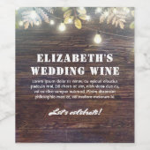 Slingerende Lichtjes en Rustieke Houten Schuur Bru Wijn Etiket (Enkel label)