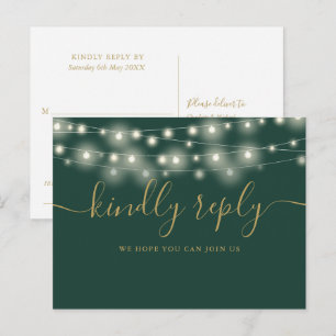 Slingerende Lichtjes Groen En Goud Liedverzoek RSV Uitnodiging Briefkaart