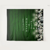 Slingerende Lichtjes Groene Houten Bruiloft Foto A Wandkleed (Voorkant (horizontaal))